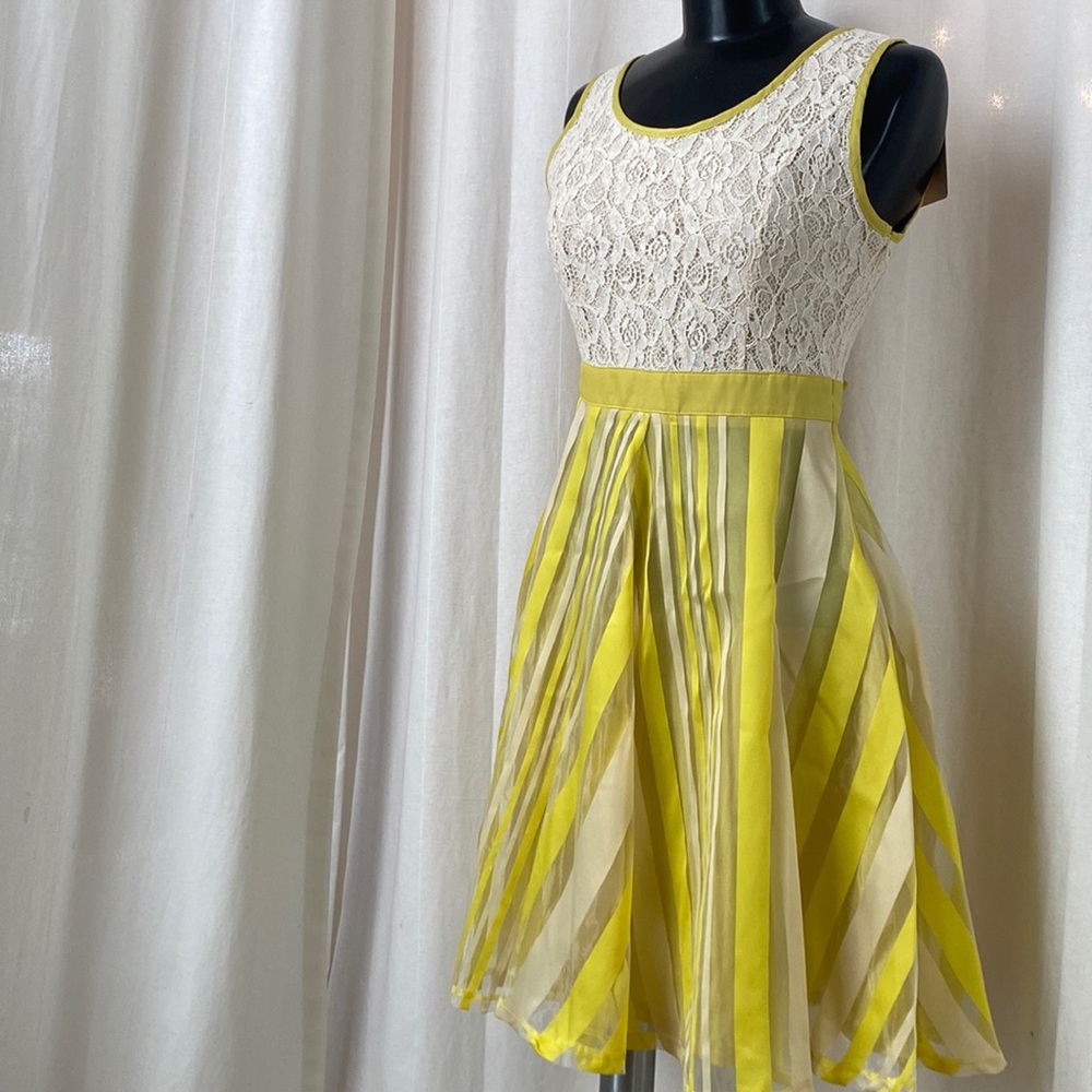 sleeveless lace bodice and stripe brunch sundress by Ryu, sz.S, NWT